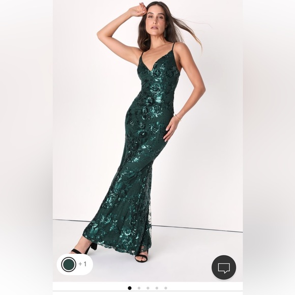 Lulus green sequin formal gown. - Picture 2 of 2